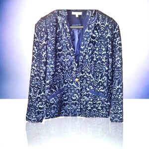 LIKE NEW CABI Women's Soft Floral  Blue & Gray Blazer.
